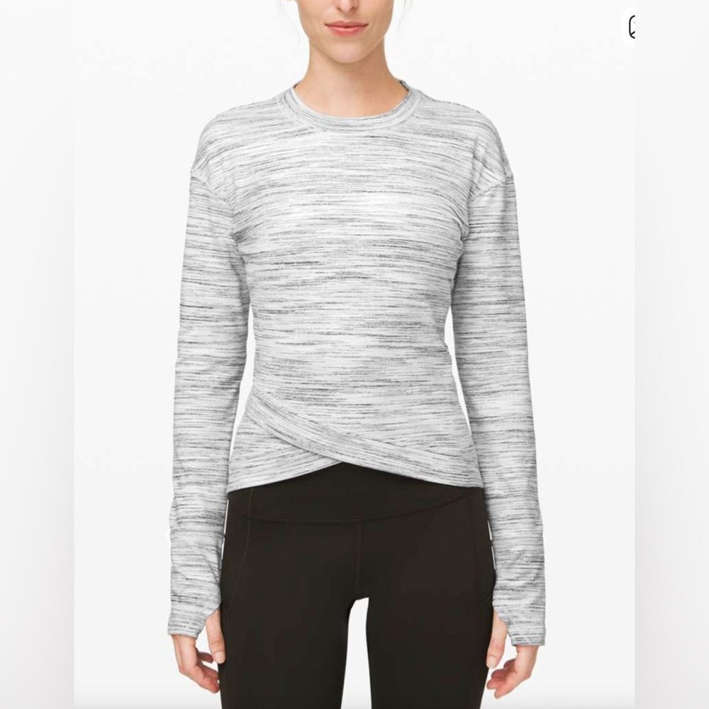 LULULEMON Close to Crossing Long Sleeve Space Dye Camo White Silver Spoon Large